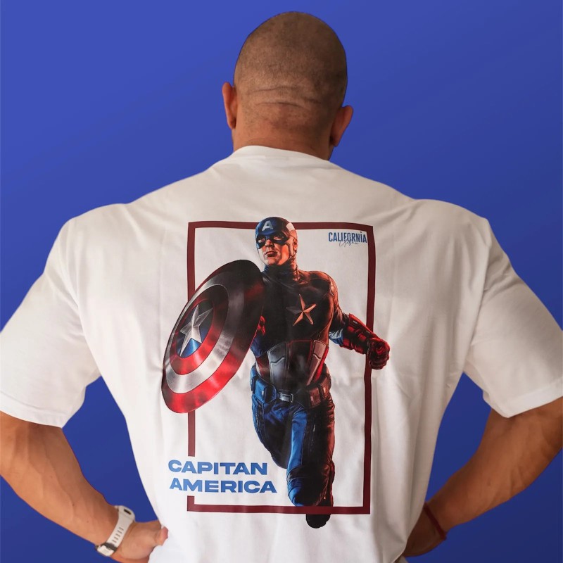 CAMISETA OVERSIZE CAPITAN AMERICA WHITE