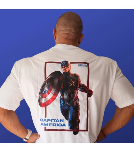 CAMISETA OVERSIZE CAPITAN AMERICA WHITE